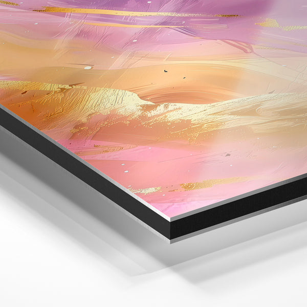 Abstrait fluidité rose et doré dynamique — Aluminium Dibond relief 3D