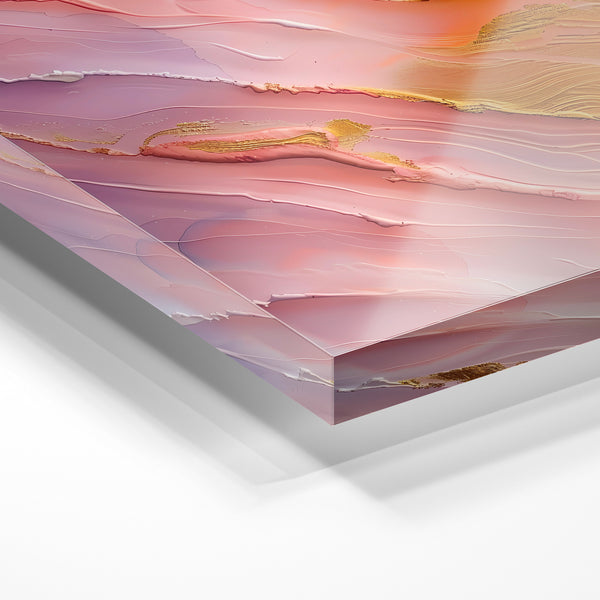 Abstrait rose et or, ondulations géométriques — Verre acrylique