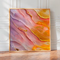 Le tableau accroché en situation dans un intérieur meublé.