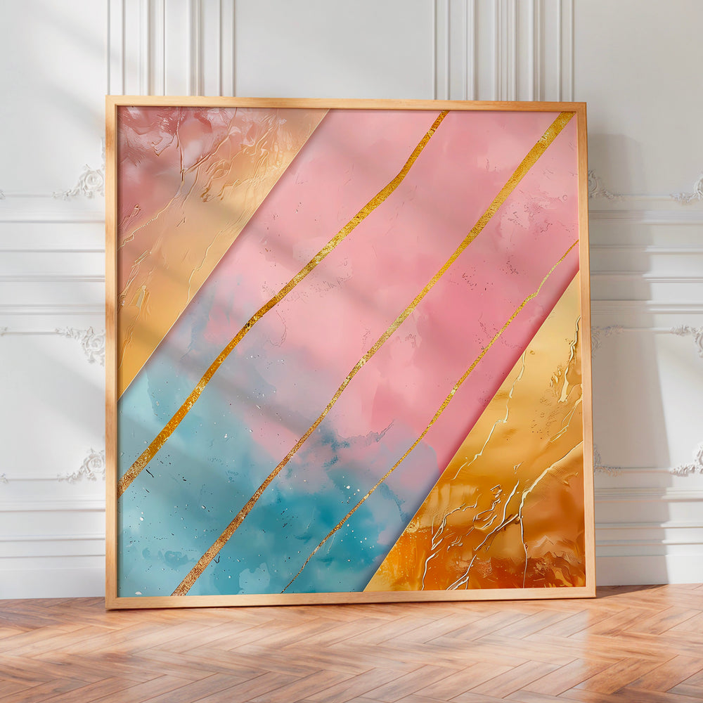 Le tableau accroché en situation dans un intérieur meublé.