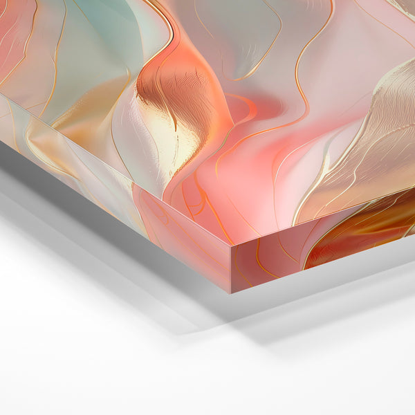 Fluidité abstraite rose, or et vert d'eau — Verre acrylique