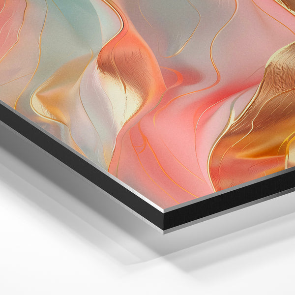 Fluidité abstraite rose, or et vert d'eau — Aluminium Dibond