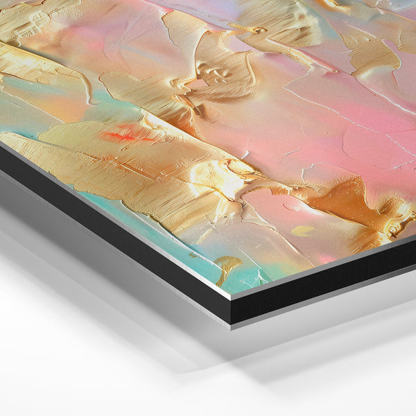 Composition abstraite géométrique rose et or 3D — Aluminium Dibond