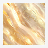 Composition abstraite aux formes fluides mêlant les teintes dorées, beige et crème avec des reflets lumineux et des.