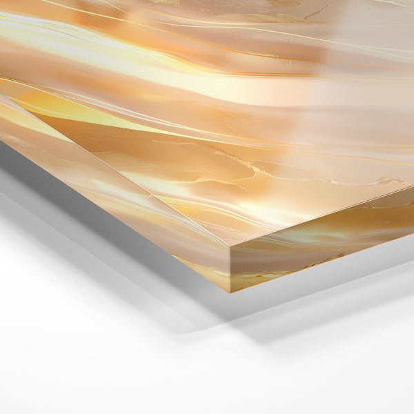 Abstrait fluide doré et crème, style épuré — Verre acrylique