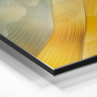 Gros plan de la matière : le tirage contrecollé sur aluminium Dibond mat, tranche visible.