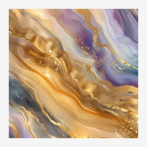 Fluidité or et pourpre, abstrait liquide — Toile sur châssis