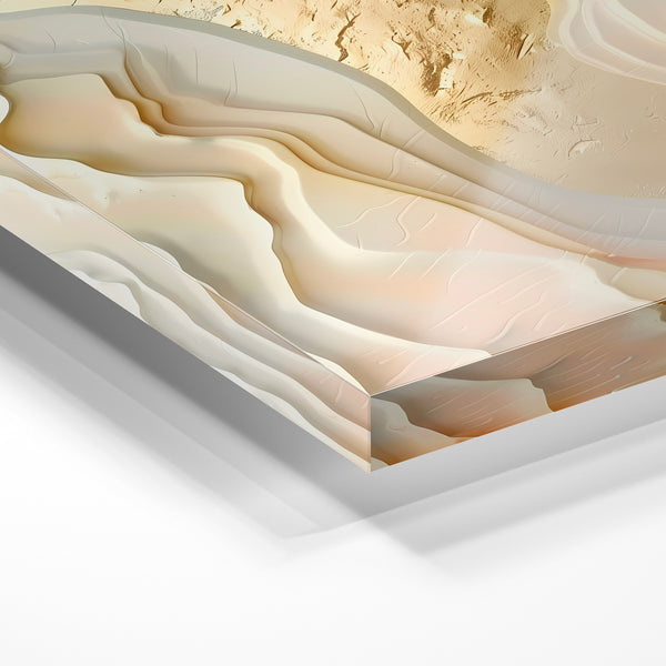 Vagues abstraites en relief, tons terracotta et crème — Verre acrylique