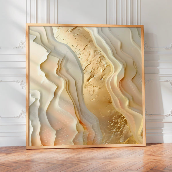 Vagues abstraites en relief, tons terracotta et crème — Poster HP mat