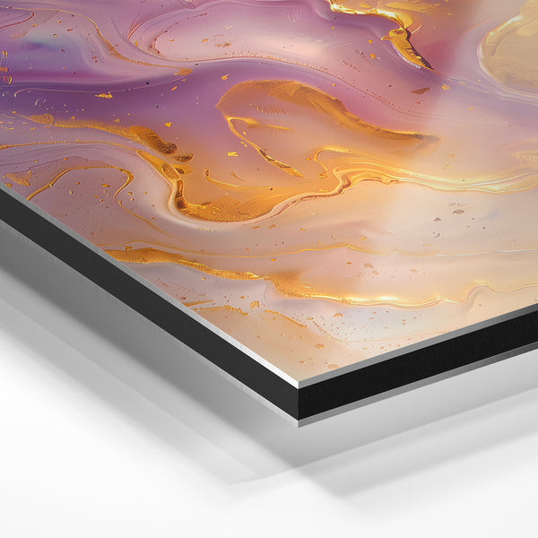 Fluidité abstraite terracotta et or lumineux — Aluminium Dibond relief 3D