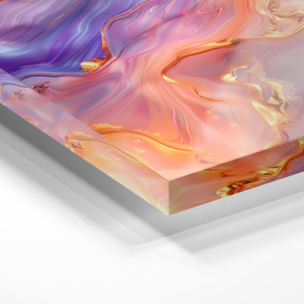 Flots marbrés violet et or abstrait luxe — Verre acrylique