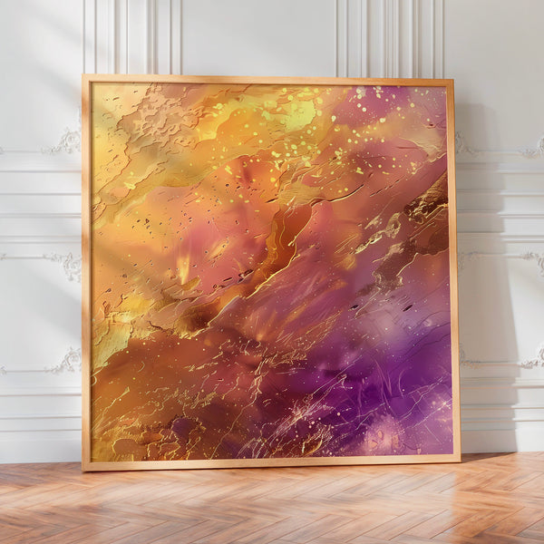 Abstrait ocre et violet luminescent moderne — Poster HP mat