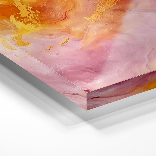 Abstrait fluidité ocre, rose et or – moderne — Verre acrylique