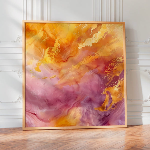 Abstrait fluidité ocre, rose et or – moderne — Poster HP mat