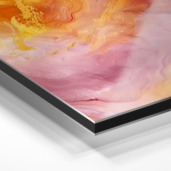 Abstrait fluidité ocre, rose et or – moderne — Aluminium Dibond relief 3D