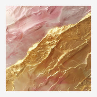 Composition abstraite géométrique aux teintes de rose poudré et or brossé, avec des formes en diagonale aux effets texturés.