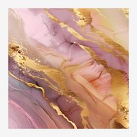 Composition abstraite avec flots fluides de rose poudré, terracotta et doré, aux formes ondulantes et texturées.