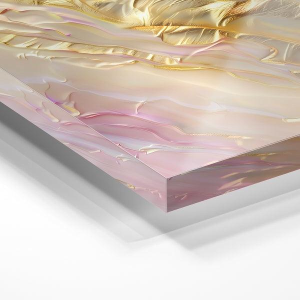 Fluidité dorée et rose poudré, abstrait moderne — Verre acrylique