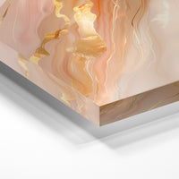 Gros plan de la matière : le tirage sous verre acrylique, tranche transparente visible.