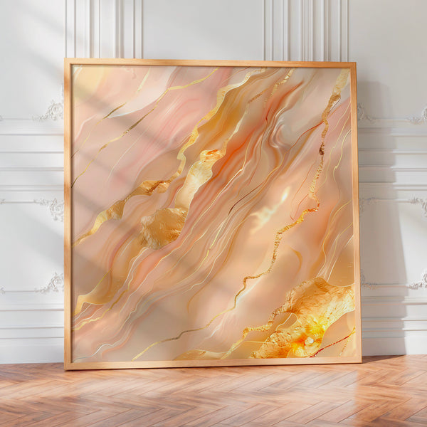 Abstrait fluide terracotta, beige et or luxe — Poster HP mat