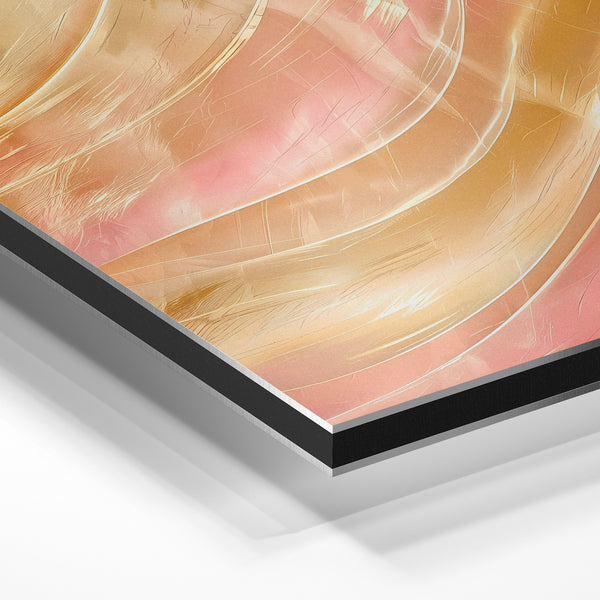 Abstraction Fluide Rose Ocre et Or Moderne — Aluminium Dibond