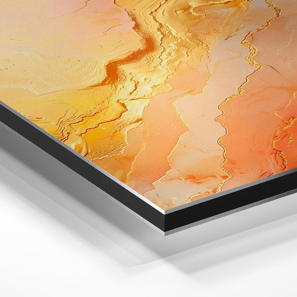 Abstraction ocre et or, effet de relief minéral — Aluminium Dibond