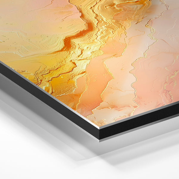 Abstraction ocre et or, effet de relief minéral — Aluminium Dibond relief 3D