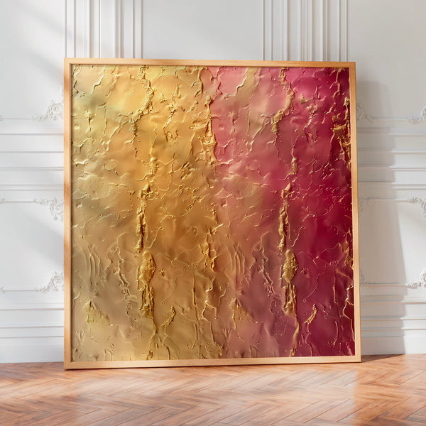 Abstraction terracotta et or, texture géométrique — Poster HP mat