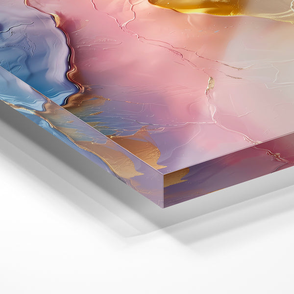 Abstrait fluide rose et or : géométries pastel — Verre acrylique