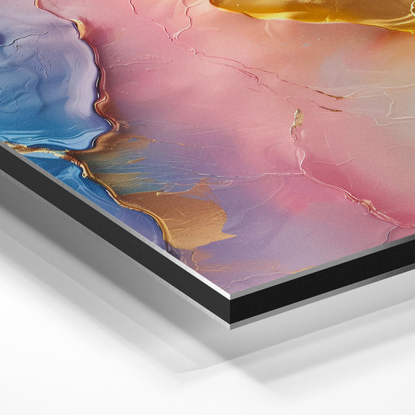 Abstrait fluide rose et or : géométries pastel — Aluminium Dibond