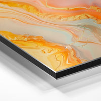 Gros plan de la matière : le tirage contrecollé sur aluminium Dibond mat, tranche visible.