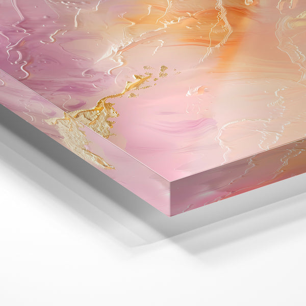 Abstrait fluide rose poudré et or liquide — Verre acrylique