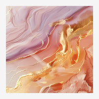 Composition abstraite fluide aux formes ondulantes en rose poudré, terracotta et or, avec des contours dorés délicats.