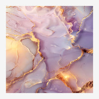Composition abstraite carrée avec des formes fluides en rose poudré et crème, traversées de filets dorés lumineux.