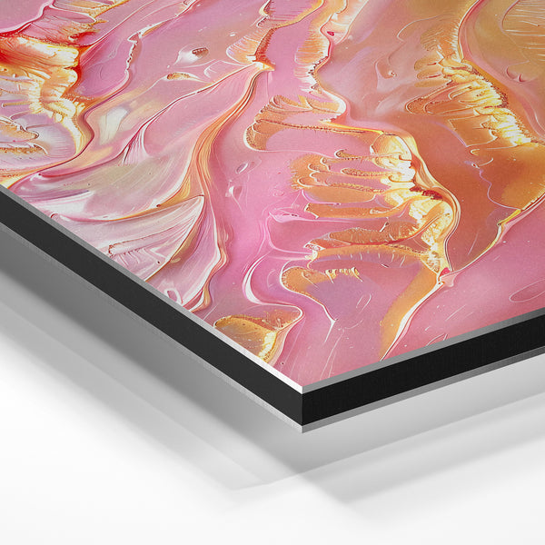 Abstrait rose et or, fluidité géométrique — Aluminium Dibond