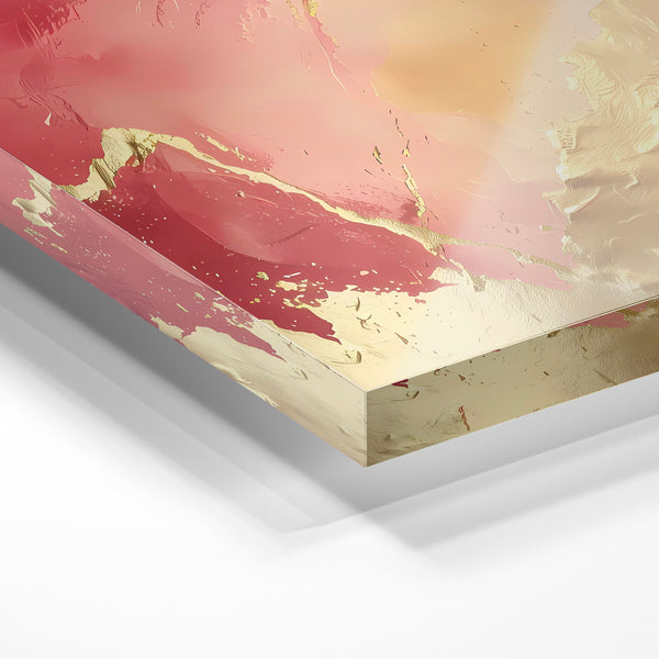 Abstraction rose et or, style contemporain — Verre acrylique