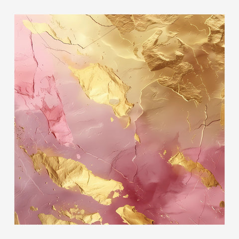 Abstrait rose et or, géométries minérales