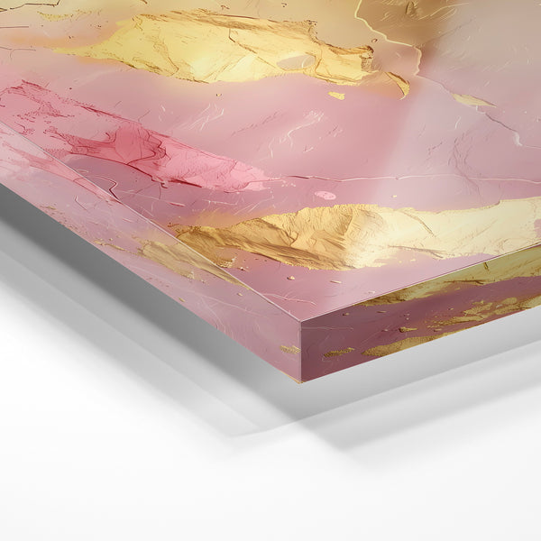 Abstrait rose et or, géométries minérales — Verre acrylique