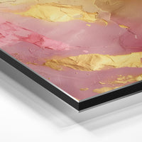 Gros plan de la matière : le tirage contrecollé sur aluminium Dibond mat, tranche visible.