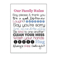 Family Rules Wall Canvas Art Print