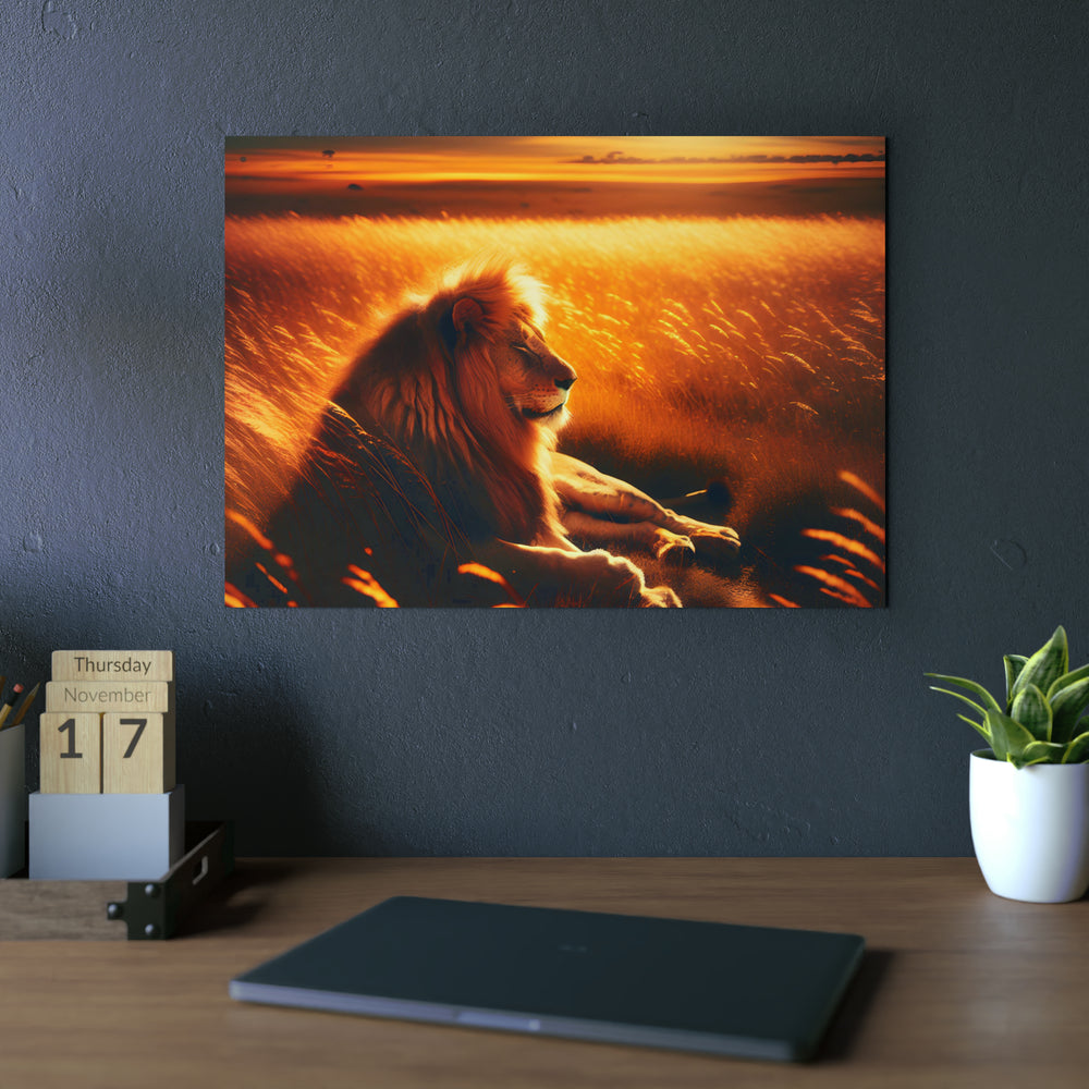 Lion qui soleil - Tableau aluminium