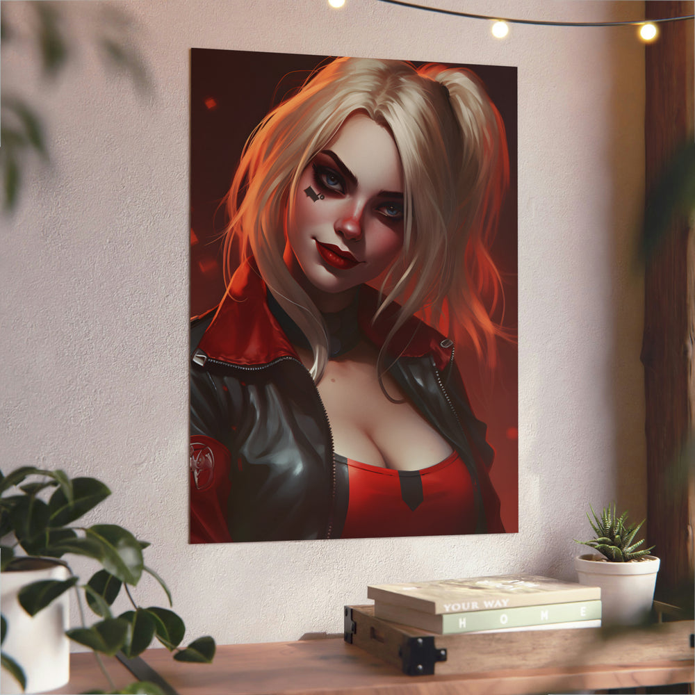 Harley Quinn rire et chaos tableau aluminium