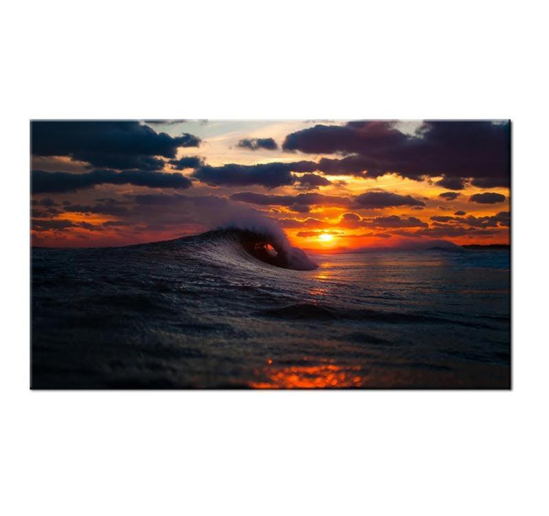 Wave at Sunset Landscape Canvas