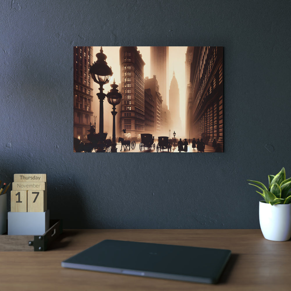 New-York, amour, vies, brume.- Tableau aluminium