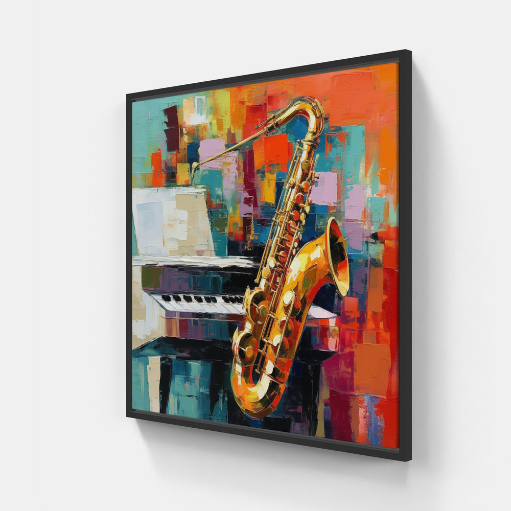 Timeless Saxophone Ballad-Canvas-artwall-20x20 cm-Black-Artwall