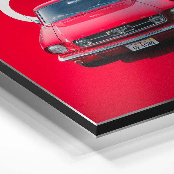 Mustang 1965 — Affiche pop-art rétro automobile — Aluminium Dibond