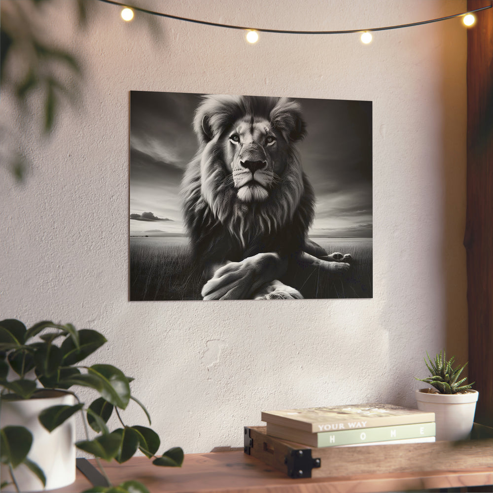 Lion calme de nuit- Tableau aluminium