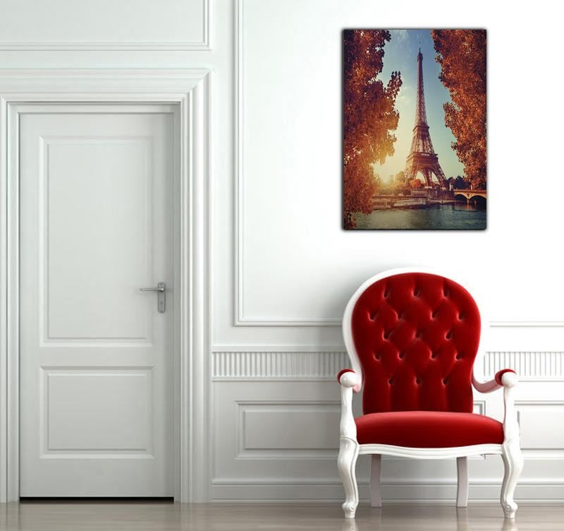 River bank and Eiffel Tower printed canvas