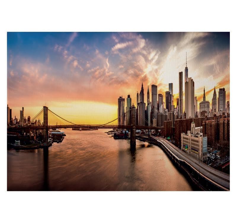 New York Urban Sunset Contemporary Canvas