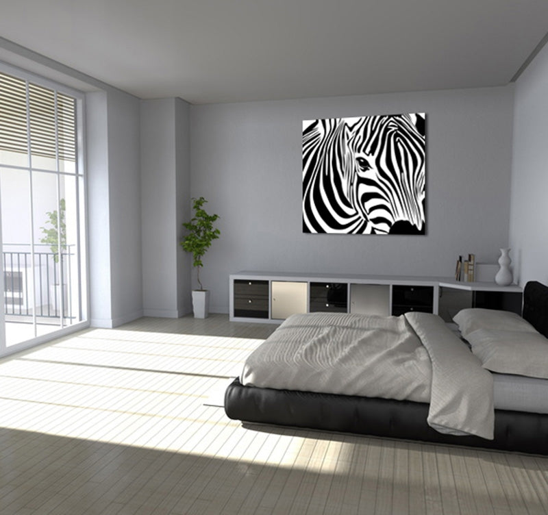 Wild Zebra black and white animal canvas